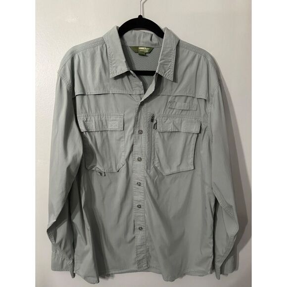 Gander Mountain Other - Gander Mountain Grey Outdoor Shirt Button Down‎ Men's L Long Sleeve Small Flaw